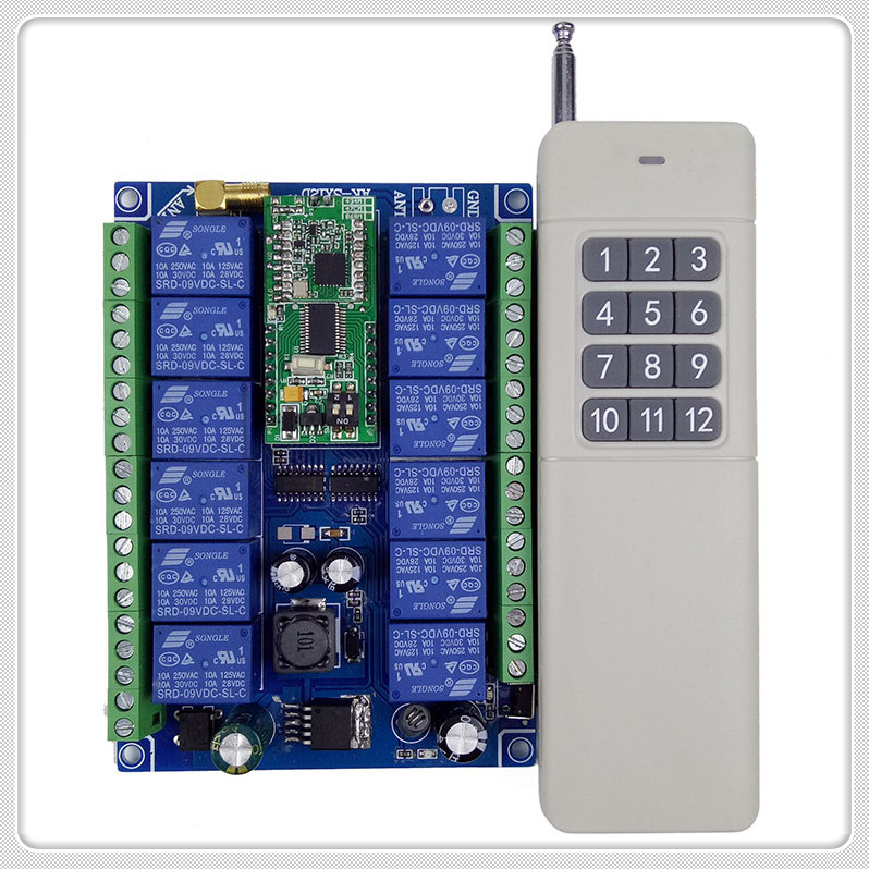 Wide voltage DC12V-48V 2-Way 12 Channels Remote Control Switch KST-YK68-01S