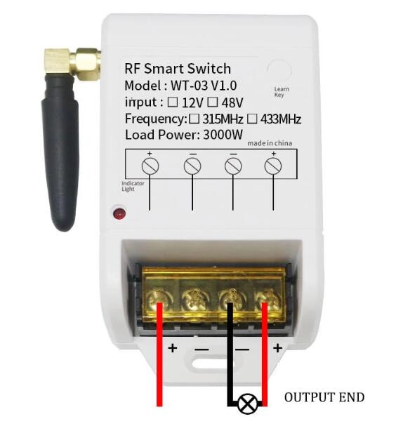 单路水泵专用控制器开关，大功率配天线抗干扰远距离无线控制开关DC12-48V KST-WT-03 V1.0